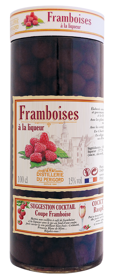 framboises à la liqueur 1L 15% distillerie du perigord